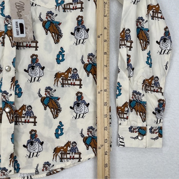 WRANGLER GIRLS L LONG SLEEVE COWGIRL BRONCO BUSTING WESTERN PEARL SNAP NWT - Picture 8 of 13